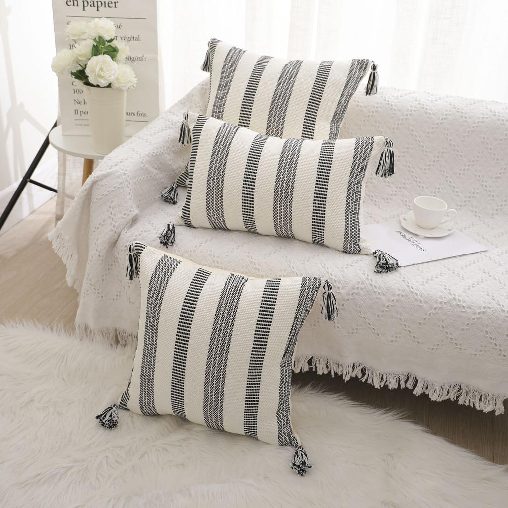 Quality Cotton Pillow Cover Striped Cushion Cover Decor Pillowcase for Sofa Car Home Luxury Throw Pillow Case30X50 45x45 50x50cm
