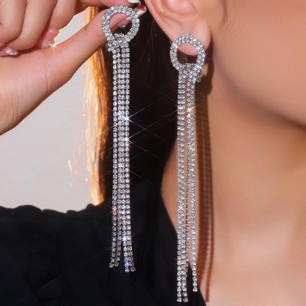 Fashion Versatile Super Flash Long Fringed Earrings