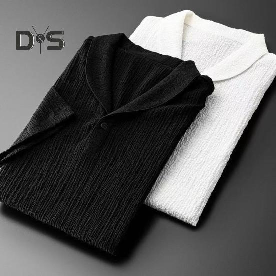 2 ks/sada Muži letní oblečení pro volný čas klopa tričko s krátkým rukávem elastická šňůrka v pase dlouhé kalhoty sada sportovního oblečení tepláková souprava jogger