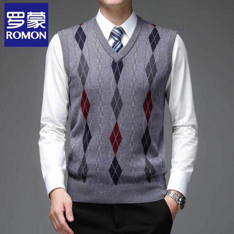 ROMON Men's V-Neck Sleeveless Knit Sweater Vest
