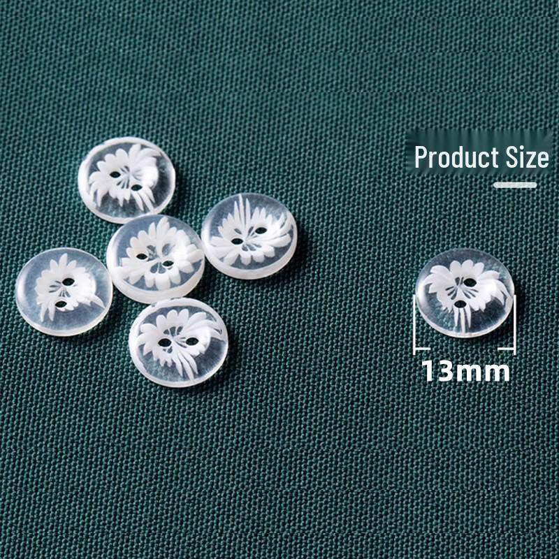 Versatile White Summer Blouse with Transparent Flower Buttons