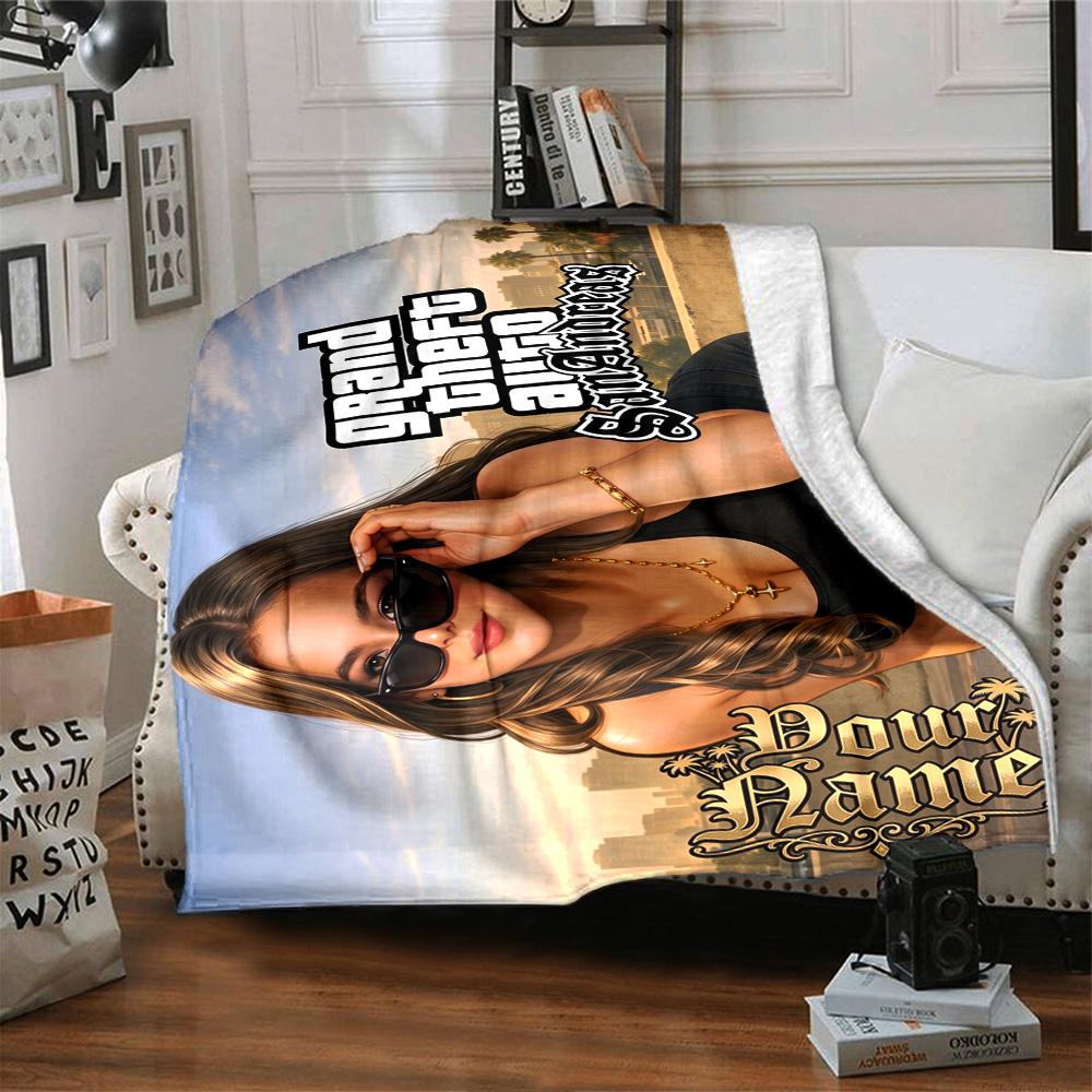 Gta Customize Your Name Blanket Lightweight Customizable Blanket Soft & Cozy Throw For Home Decor Bed Nap Sofa Four Seasons Universal