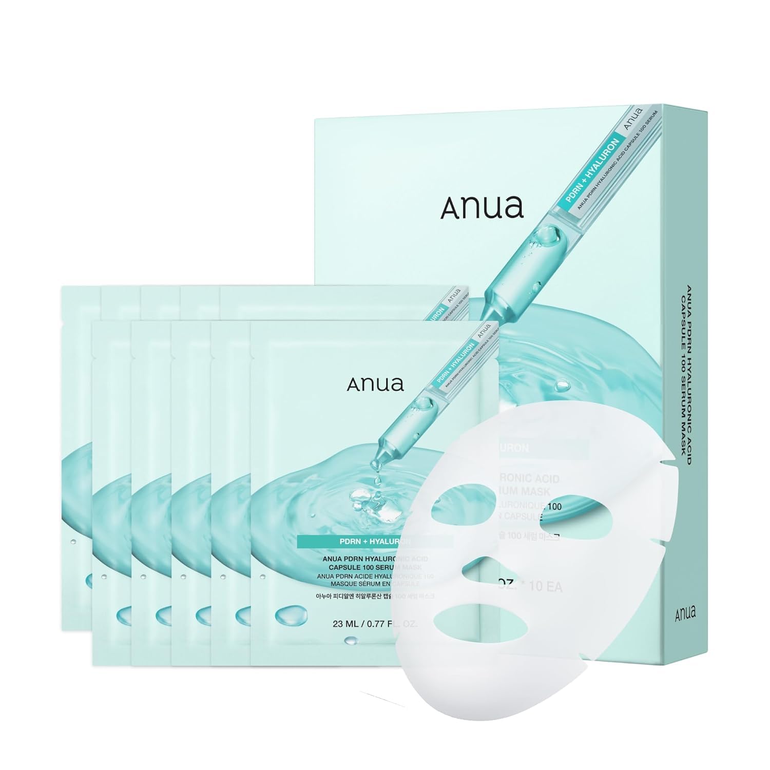 

ANUA PDRN Hyaluronic Acid Capsule 100 Serum Mask Pack 10 Sheets Face Mask Skin Texture Moisture Shine Moisturizing Water-based Moisturizing Dry Skin