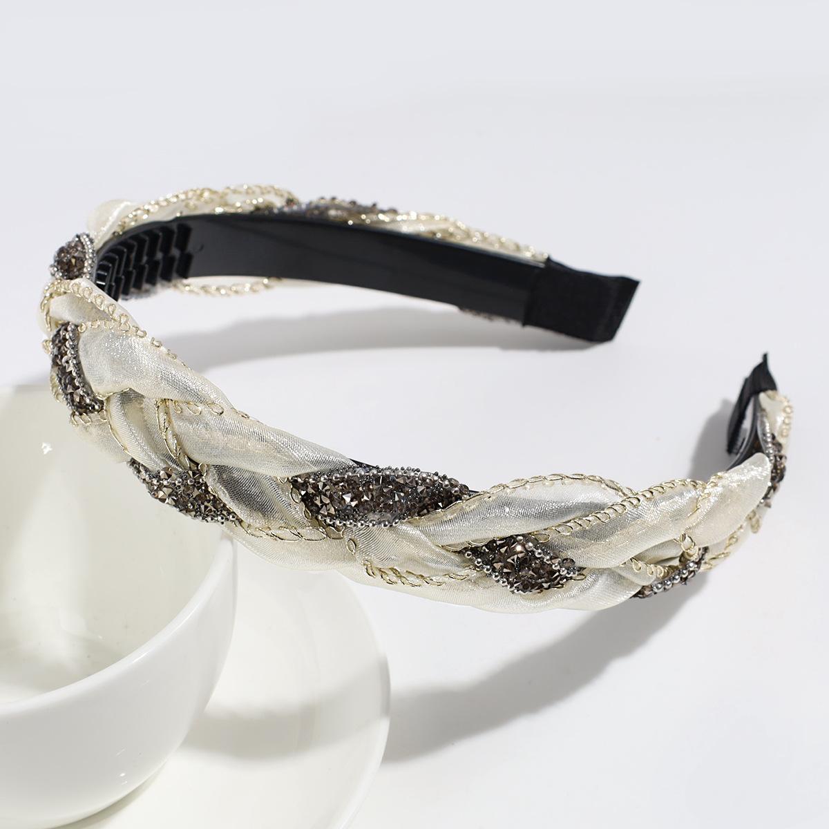 

Модный Элегантный Темпераментный Ретро Стразы Плетеный Ободок для Волос для Выхода Универсальный Милый Ободок для Волос Украшение для Волос