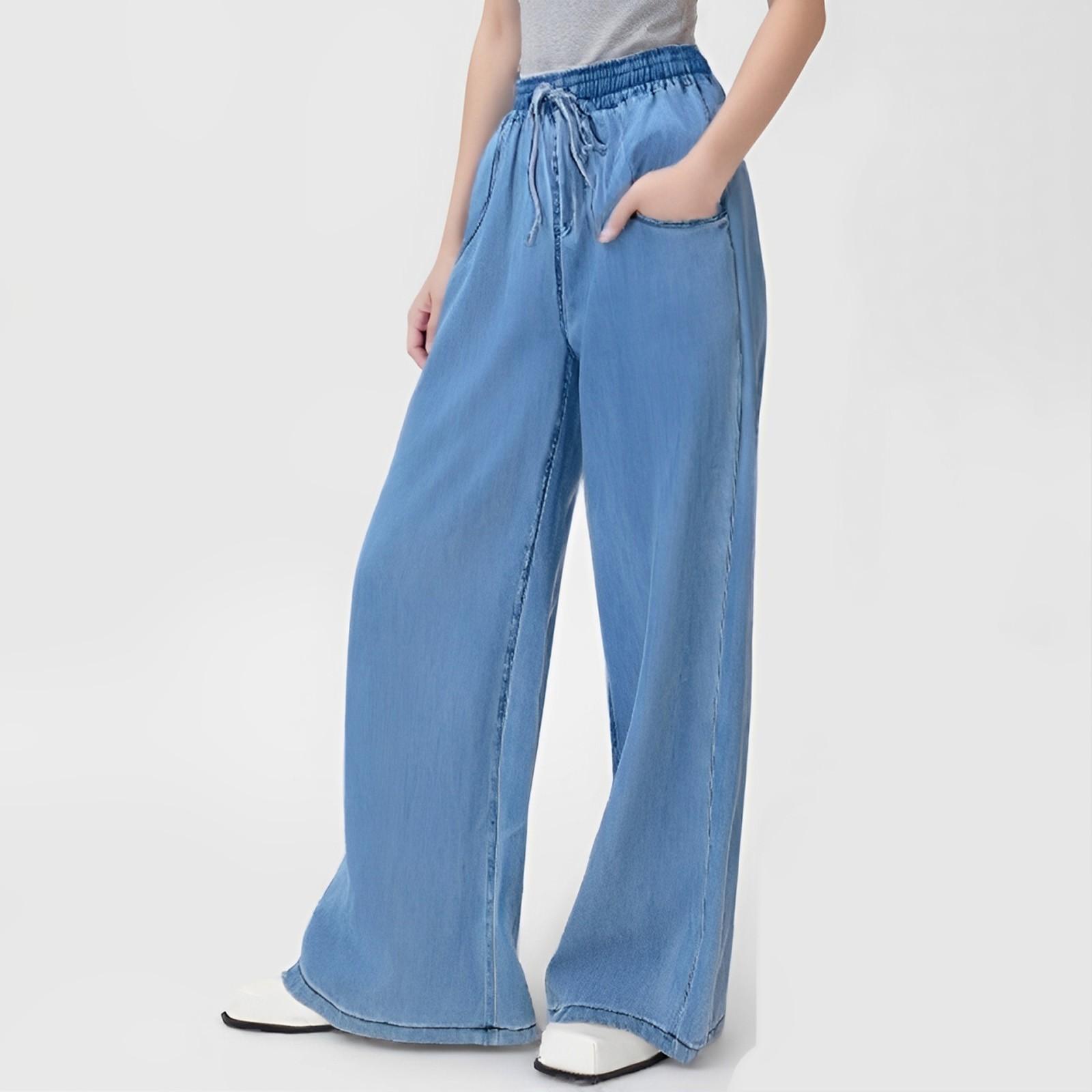 

Женские модные повседневные свободные карманные джинсы повседневные брюки XXL синий