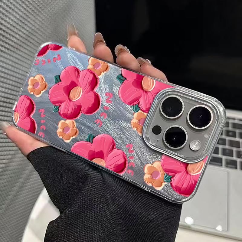 Oil Painting Flowers Print Phone Case For iPhone 17 16 15 14 13 12 11 Pro Max Cover For iPhone XS X XR 7 8 Plus 16E 17 Air Funda