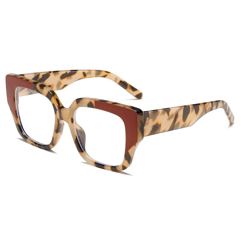 Large frame shows the face, thin anti-blue flat mirror, European and American trend street shooting travel plate color plain glasses frame