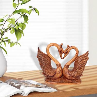Schwanenpaar Statue Harzskulptur 8,27x2,76x6,69 Zoll Dekorative Desktop-Ornament Tischdekoration für