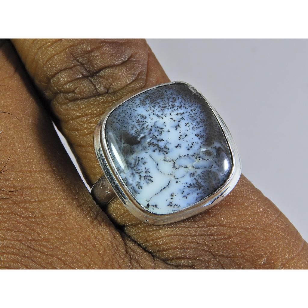 Natural Dendrite 925 Solid Sterling Silver Ring Size US-8 PG-04