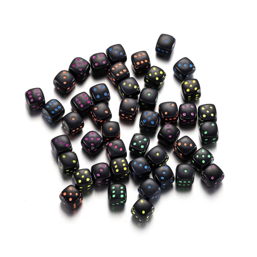 30Pcs/Lot 8mm Acrylic Dice Beads Square Shape Spaced Loose Beads for DIY Bracelet Necklace Charms Jewelry Making Accessories