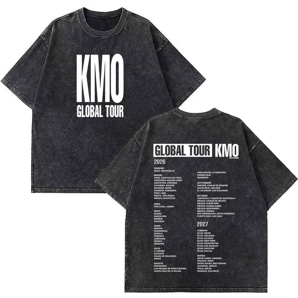 Singer Pablo Alborn Global Tour Kmo Print Vintage Washed T Shirt Unisex Women Fashion Tshirts Summer Loose Casual T Shirts