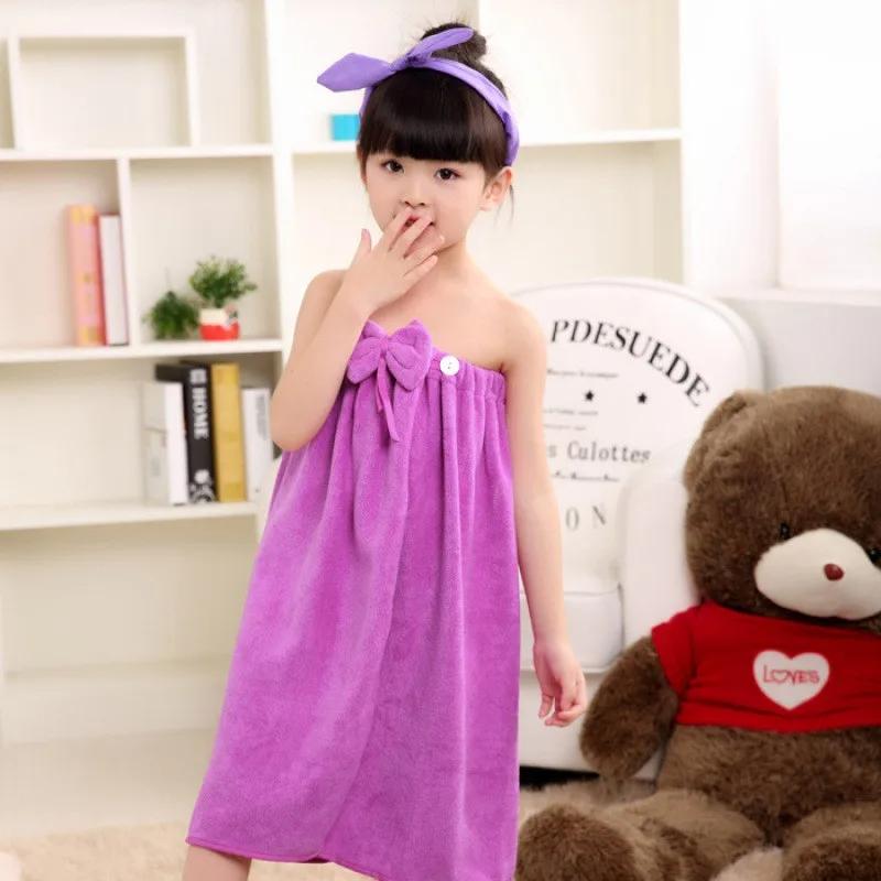 Variable Bow Bath Towel Medium And Large Children Can Wear A Shower Skirt Absorbent Hair Soft Student Swimming Bath Bathrobe