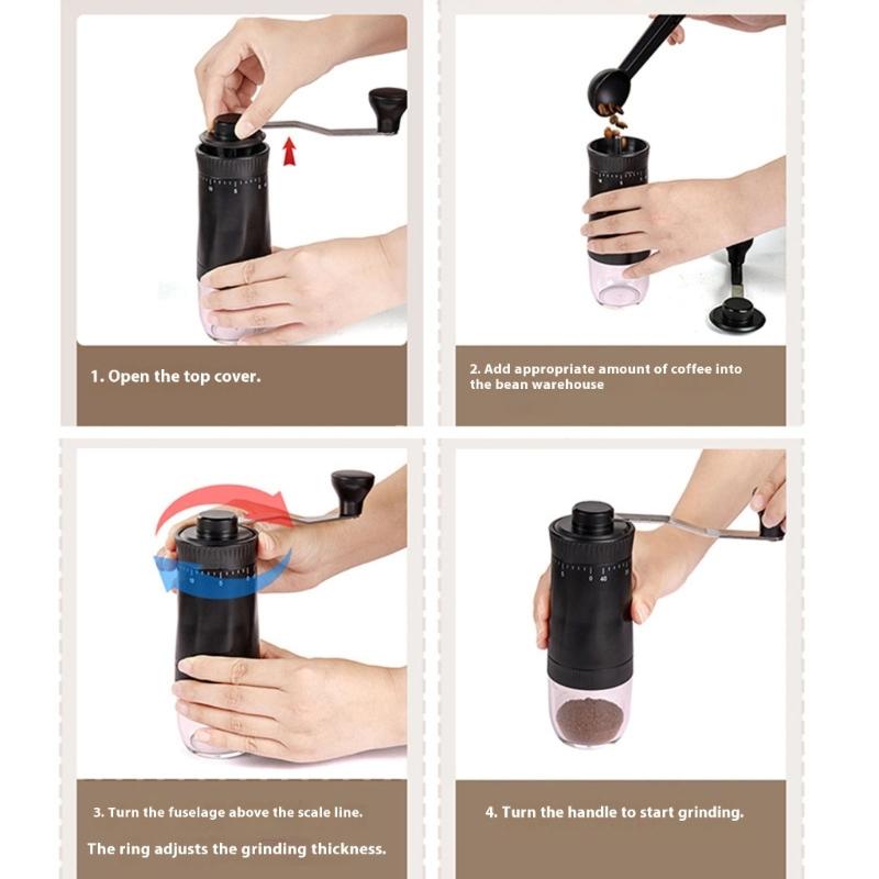 Delicate Manual Coffee Bean Grinders 40 Accuracy Grinding Level Ergonomic Handle Durable ABS Nonrust Steel For Home Office Camping