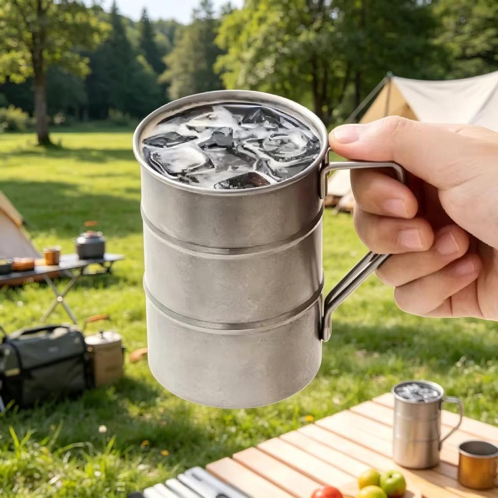 Tasse de camping portable en acier inoxydable 304 pour boissons