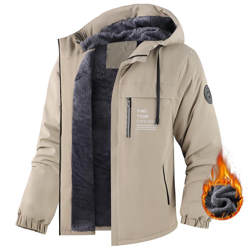 Herren Winter Plus Samt Verdickte Kapuzenjacke für Outdoor-Sport & Freizeit