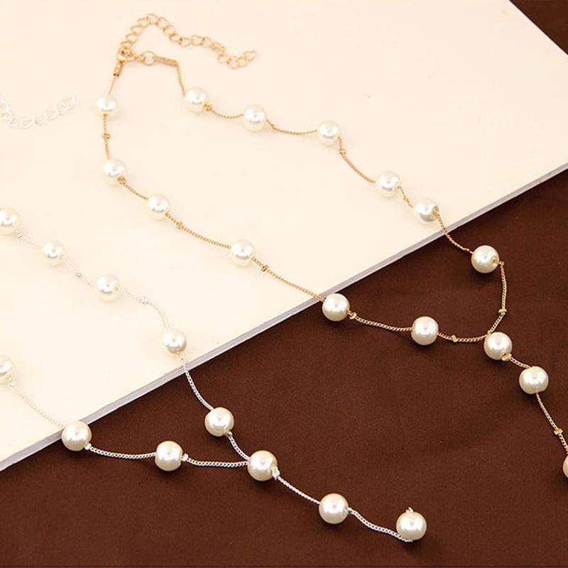 Imitation Pearls Necklace + Bracelet + Earrings Jewelry Kit