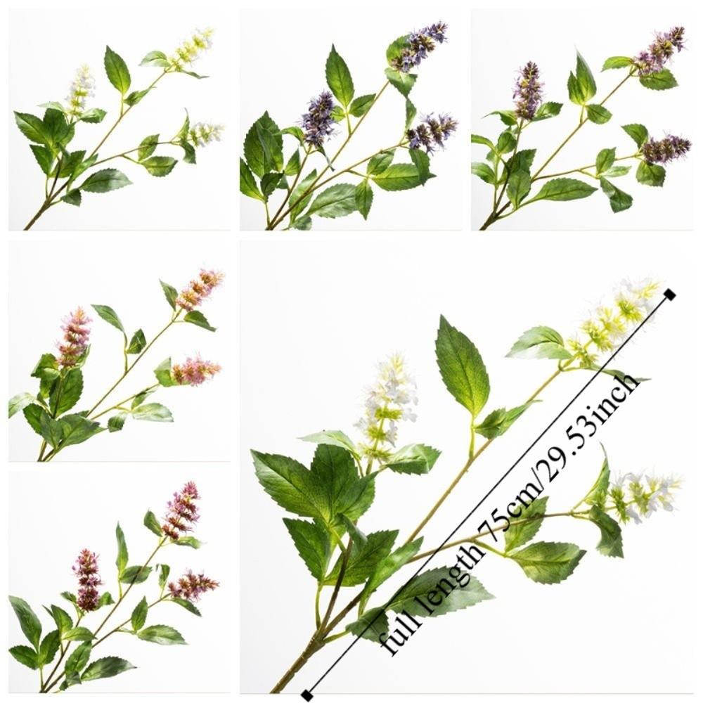 3 Head Artificial Pogostemon Stem Spike Flower Simulation Pogostemon Silk Faux Flower  Table Decor