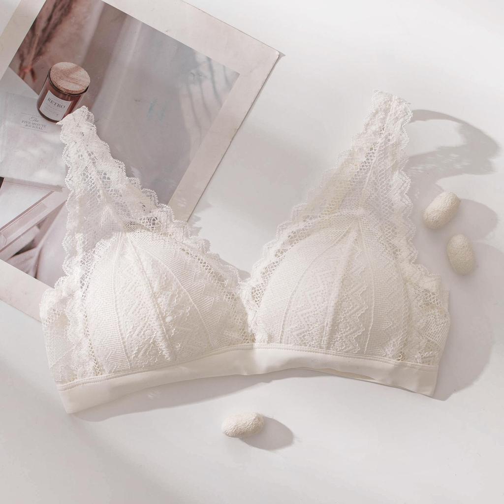 Eleganter Dreiecks-BH aus Maulbeerseide mit Spitze - Bequem, verstellbar, Lingerie im französischen Stil für Damen