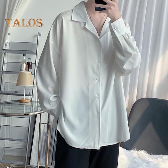 Herren Kubahemd Langarm Button-Down Freizeitshirt Locker geschnitten Einfarbiges Hemd für Arbeit Partys Dates