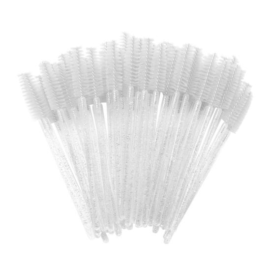 100Pcs/Bottle Disposable Mascara Wand Eyelash Brush Faux Crystal Eyebrow Spoolies Brush Portable Lash Makeup Applicator Brush Tools