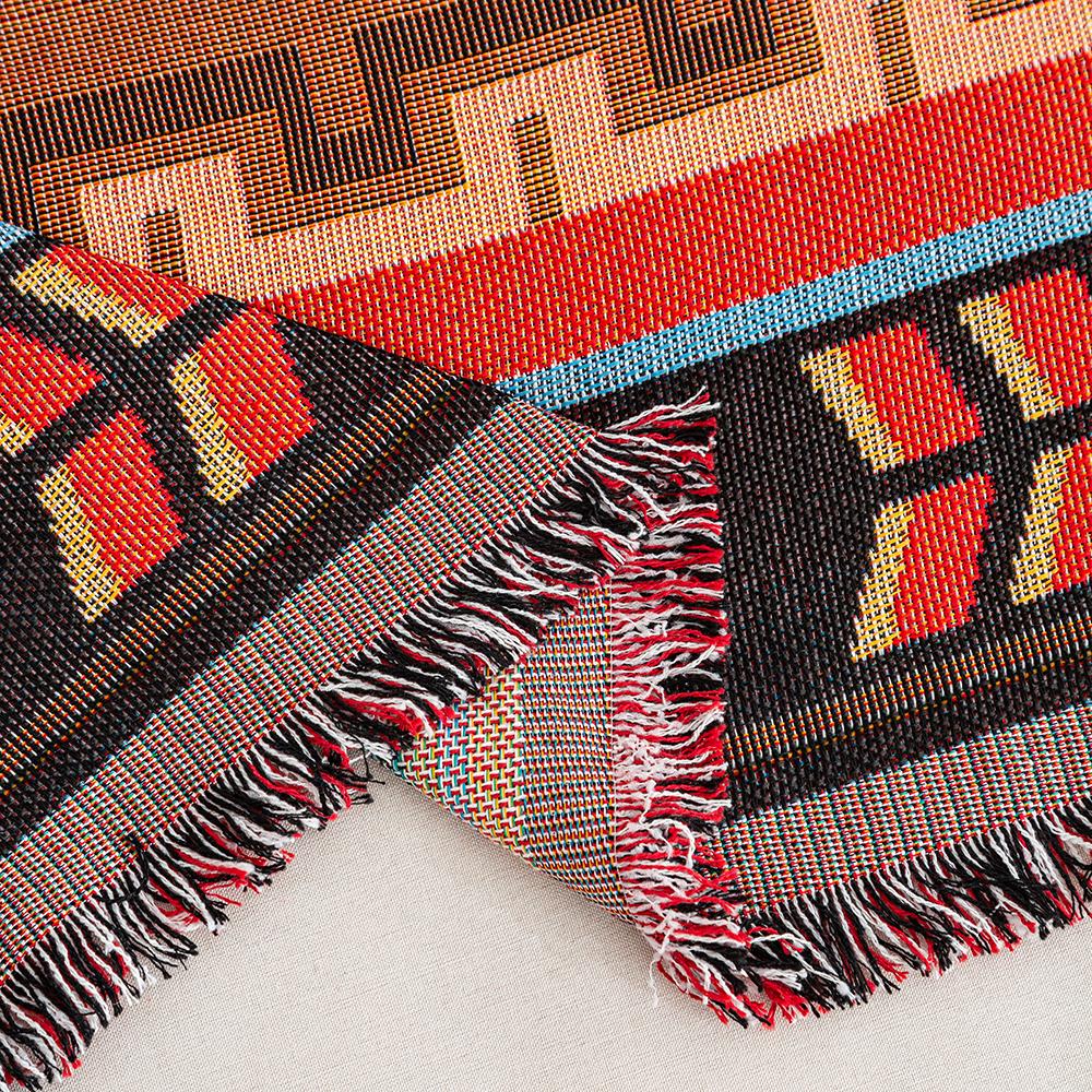 Azteken-Decke, Übergroße Boho-Kuscheldecke Sofabezug Doppelte Nutzung Picknickdecke Mit Quasten Sofa Bett Universell Dekorativ