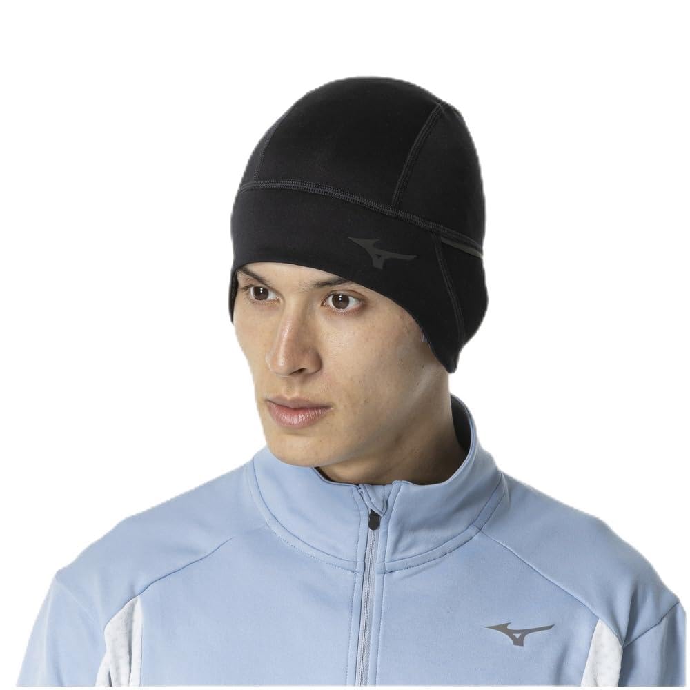 

Mizuno Дышащая термо беговая шапка Cold Reflective черного цвета, влагоотводящая, генерирующая тепло, погодная, с принтом, J2JYB504, чёрный