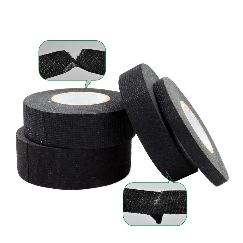 10/15M 9/15/19/25mm Heat-resistant Adhesive Cloth Fabric Tape For Automotive Cable Tape Harness Wiring Loom Electrical Heat Tape