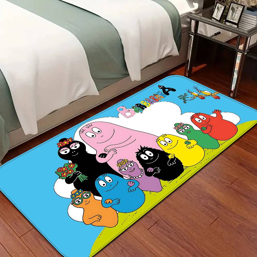 Cute Cartoon Les Barbapapa Hallway Carpet Washable Non-Slip Living Room Sofa Chairs Area Mat Kitchen Doormat Area Rug
