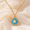Geometric Irregular Colorful Enamel Pendant Necklace for Women Stainless Steel Heart Moon Star Charm Necklace Dainty Jewelry