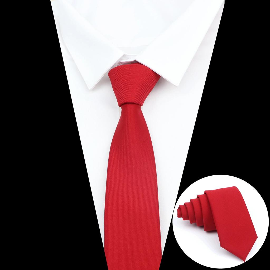 New Men's Tie Solid Color Stripe Soft Skinny 6cm Jacquard Necktie