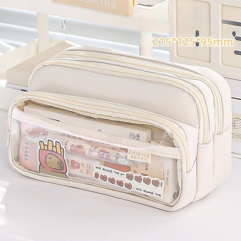 Transparent Pen Case with Large Capacity Simple Design Pencil Box with Creative and Multi Functional Features