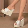Fashion Eilyken Peep Toe Platform Wedges High Heels Slippers Design Shoes Women Street Style Hemp Slide Summer Zapatos De Mujer