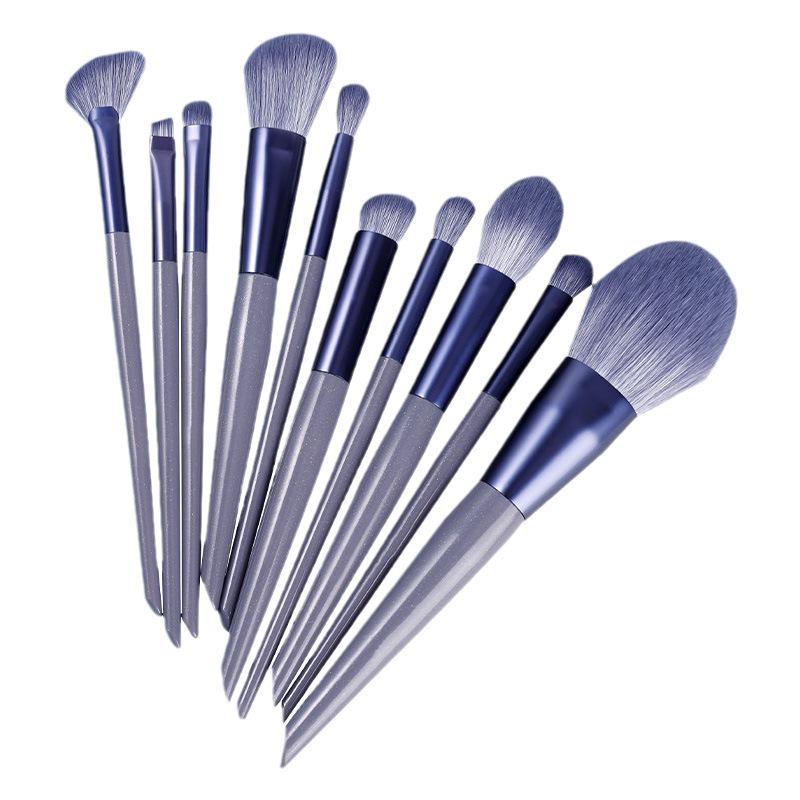 Cangzhou 10-Piece Purple Rabbit Makeup Brush Set: Powder, Concealer, Highlight, Eyeliner, and Eyeshadow Brushes