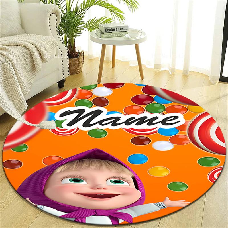 Personalized M-Masha and the Bear Round Chair Office Rug - Perfect for Mat, Office Chair & More - Ideal Gift for Birthdays and Holidays