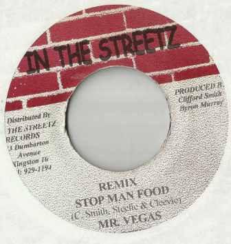 7inch Record MR. VEGAS - Stop Man Food Remix NONE In The Streetz  Jamaica Reggae, Ska & Dub Used
