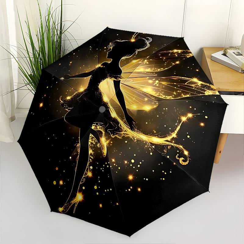 

Tinker Bell, Glitter Themed Automatic Opening and Closing Umbrella, Brightly Colored 8-rib Portable Umbrella, Suitable for Men and Women, A Perfect Gi