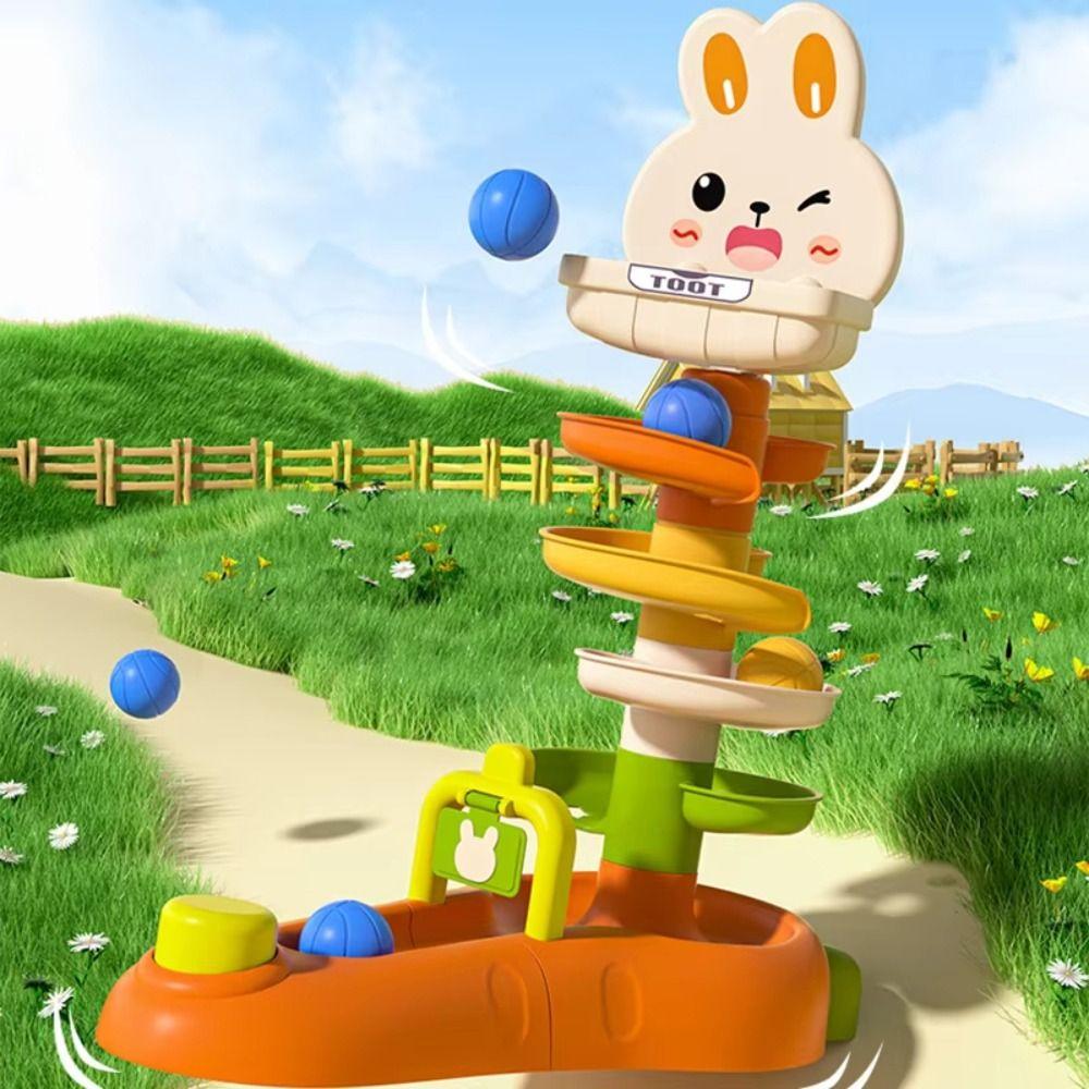 Rotating Design Rabbit Rail Car Ball Toys Press Mechanism Track Turn Around Toy Toddler Activities