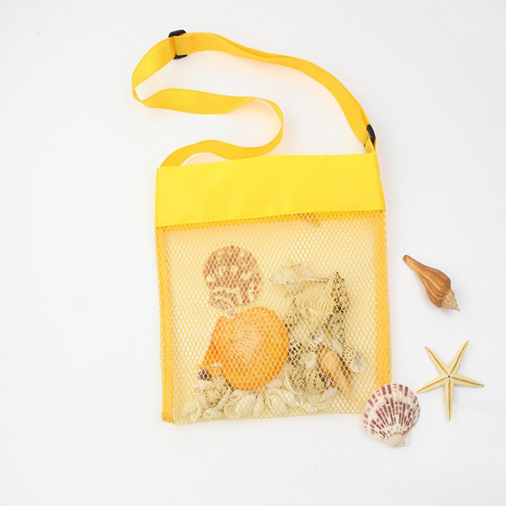 Ultra Light Mesh Beach Bag Adjustable Shoulder Strap Portable Sea Shell Collecting Bag  Kids Beach Bag    Beach Plaything Bag