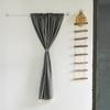 Punch-free Partition Curtain Striped Cotton and Linen Fabric Hanging Curtain Household Door Curtain Kitchen Coffee Half Curtain