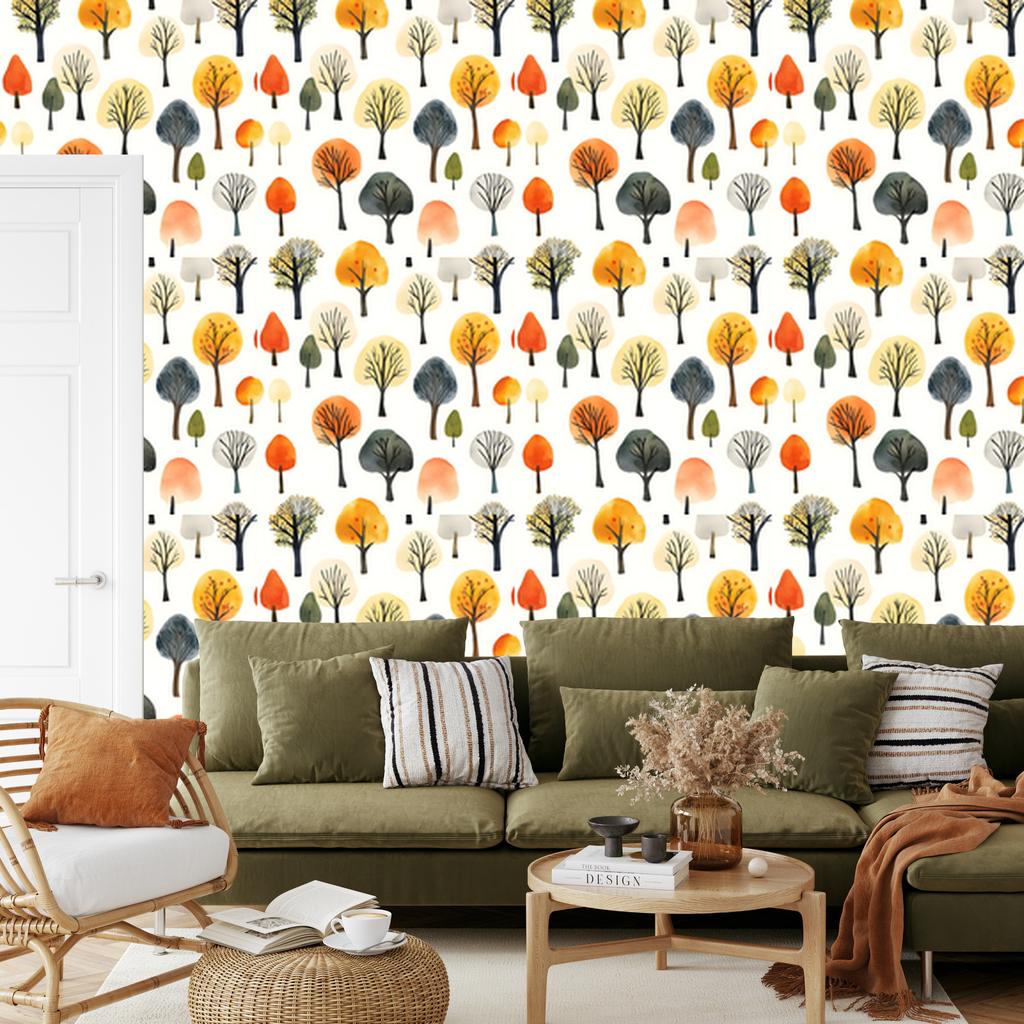 Flowers and Leaves Wallpaper White, Cream and Light Gray 50x1000