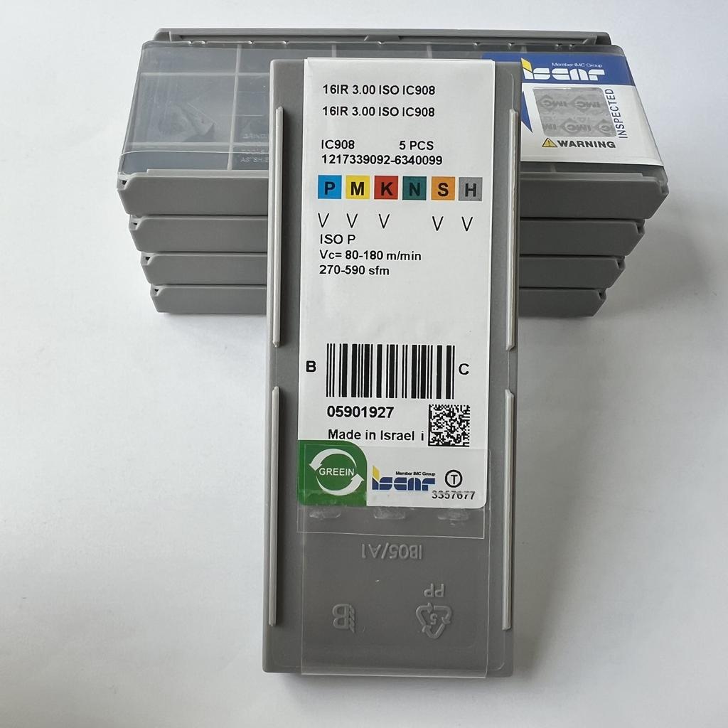 ISCAR / 16IR3.00ISO IC908 / Industrial indexable Carbide Inserts 10 Pcs