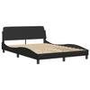 VidaXL Bed Frames with Headboard, Upholstered Bed with Slatted Base, Double Bed with Bedroom Footboard, Black 373178