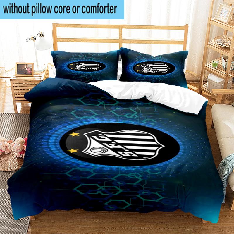 3pcs Fc Crest Design Printed Bedding Set Duvet Cover Closure Includes 1 Duvet Cover & 2 Pillowcases Bedding Sets Home Decor Gifts