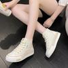Spring, Summer, Autumn and Winter Women's Shoes Women's Sneakers Canvas Shoes Mid-cut Round Toe Lace-up Casual All-match Shoes