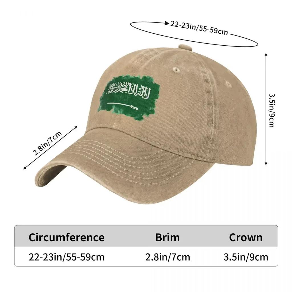 Fashion Saudi Arabia Flag Baseball Caps Unisex Distressed Denim Headwear Outdoor All Seasons Travel Hats Cap
