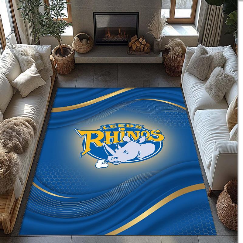 Leeds Rhinos Crystal Velvet Carpet Soft Anti?Slip Floor Mat Comfortable Home Living Room Bedroom Decor Rug