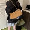 New high-end fashion embroidery thread contrasting color tote bag portable shoulder crossbody trendy women's bag