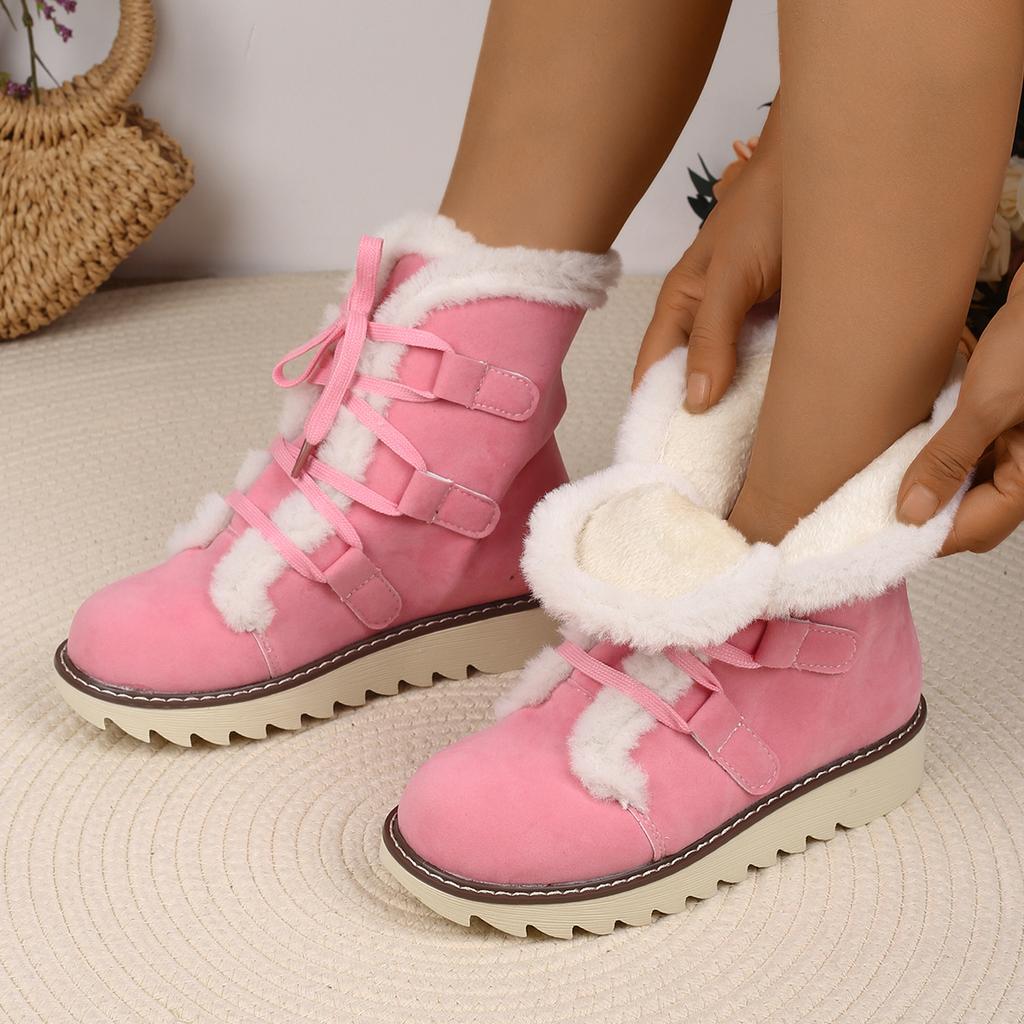 Winter Women Snow Boots Thickened Fluff Shoes for Women Comfortable Outdoor Flat Sneakers Luxury Elegant Ankle Boots