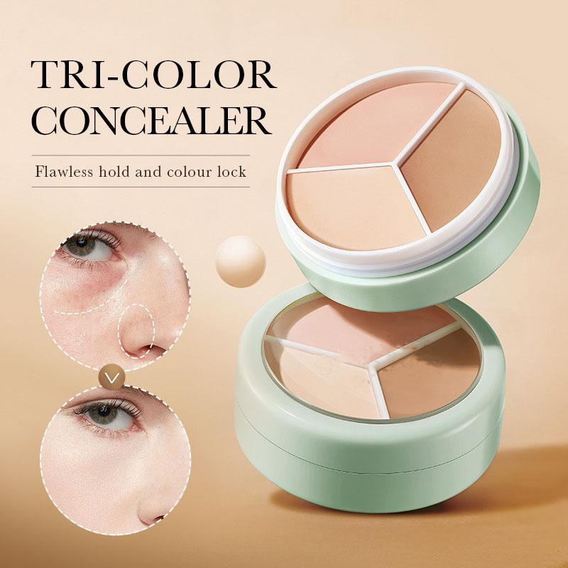 3 Color Concealer Palette For Face Contouring, Dark Circles Blemish Coverage, Creamy Highlighting Universal Skin 10.5g