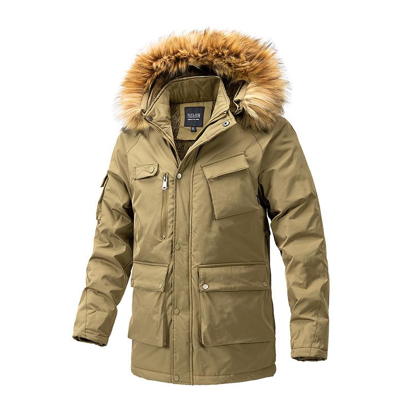 Pure Cotton Jacket Men's Autumn and Winter Thickened Large Size Cotton Jacket New Loose Casual Mid-length Cotton Jacket Men's Jacket